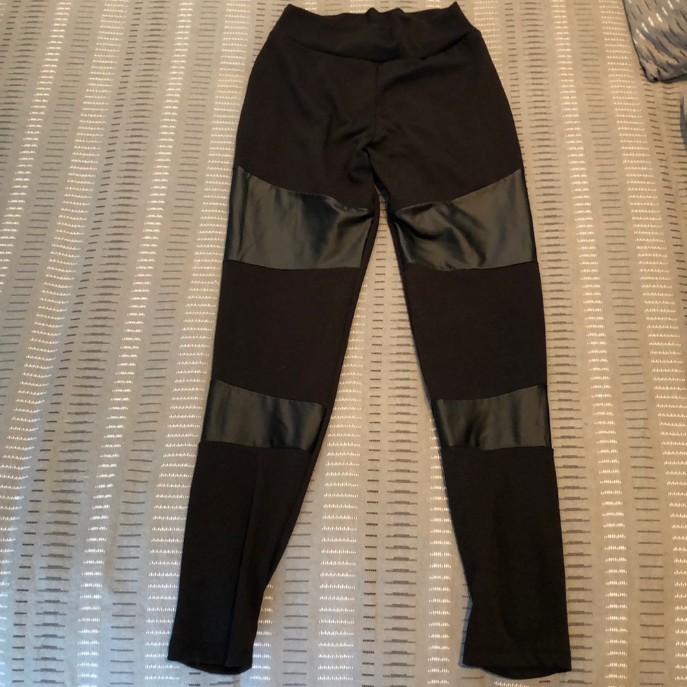 Black and pleather leggings